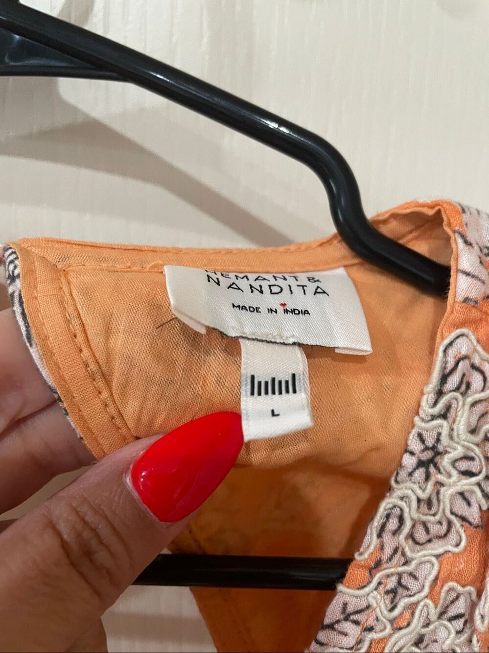 Hemant & Nandita Sidra Embroidered mini dress pink and orange floral print large - Picture 2 of 7